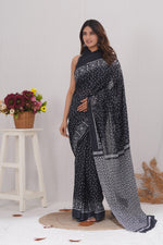 Load image into Gallery viewer, Mulmul Cotton Saree with Hand Block Print - Shivanya Handicrafts Women's Traditional Indian Wear