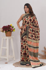 Load image into Gallery viewer, Mulmul Cotton Saree with Hand Block Print - Shivanya Handicrafts Women's Traditional Indian Wear