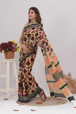 Load image into Gallery viewer, Mulmul Cotton Saree with Hand Block Print - Shivanya Handicrafts Women's Traditional Indian Wear