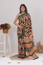 Load image into Gallery viewer, Mulmul Cotton Saree with Hand Block Print - Shivanya Handicrafts Women's Traditional Indian Wear