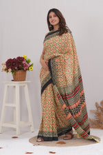 Load image into Gallery viewer, Mulmul Cotton Saree with Hand Block Print - Shivanya Handicrafts Women's Traditional Indian Wear