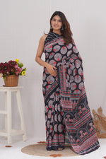 Load image into Gallery viewer, Mulmul Cotton Saree with Hand Block Print - Shivanya Handicrafts Women's Traditional Indian Wear