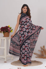 Load image into Gallery viewer, Mulmul Cotton Saree with Hand Block Print - Shivanya Handicrafts Women's Traditional Indian Wear