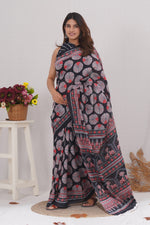 Load image into Gallery viewer, Mulmul Cotton Saree with Hand Block Print - Shivanya Handicrafts Women's Traditional Indian Wear