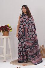 Load image into Gallery viewer, Mulmul Cotton Saree with Hand Block Print - Shivanya Handicrafts Women's Traditional Indian Wear