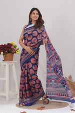 Load image into Gallery viewer, Mulmul Cotton Saree with Hand Block Print - Shivanya Handicrafts Women's Traditional Indian Wear