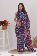 Load image into Gallery viewer, Mulmul Cotton Saree with Hand Block Print - Shivanya Handicrafts Women's Traditional Indian Wear