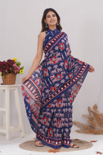 Load image into Gallery viewer, Mulmul Cotton Saree with Hand Block Print - Shivanya Handicrafts Women's Traditional Indian Wear