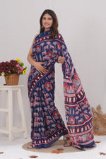 Load image into Gallery viewer, Mulmul Cotton Saree with Hand Block Print - Shivanya Handicrafts Women's Traditional Indian Wear