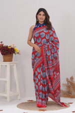 Load image into Gallery viewer, Mulmul Cotton Saree with Hand Block Print - Shivanya Handicrafts Women's Traditional Indian Wear