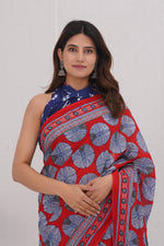 Load image into Gallery viewer, Mulmul Cotton Saree with Hand Block Print - Shivanya Handicrafts Women's Traditional Indian Wear