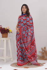Load image into Gallery viewer, Mulmul Cotton Saree with Hand Block Print - Shivanya Handicrafts Women's Traditional Indian Wear