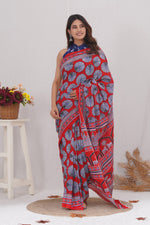 Load image into Gallery viewer, Mulmul Cotton Saree with Hand Block Print - Shivanya Handicrafts Women's Traditional Indian Wear