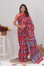 Load image into Gallery viewer, Mulmul Cotton Saree with Hand Block Print - Shivanya Handicrafts Women's Traditional Indian Wear