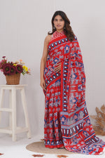 Load image into Gallery viewer, Mulmul Cotton Saree with Hand Block Print - Shivanya Handicrafts Women's Traditional Indian Wear