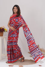 Load image into Gallery viewer, Mulmul Cotton Saree with Hand Block Print - Shivanya Handicrafts Women's Traditional Indian Wear