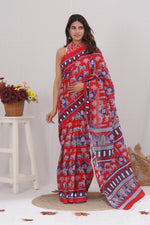 Load image into Gallery viewer, Mulmul Cotton Saree with Hand Block Print - Shivanya Handicrafts Women's Traditional Indian Wear