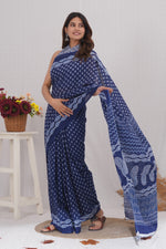 Load image into Gallery viewer, Mulmul Cotton Saree with Hand Block Print - Shivanya Handicrafts Women's Traditional Indian Wear
