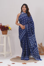Load image into Gallery viewer, Mulmul Cotton Saree with Hand Block Print - Shivanya Handicrafts Women's Traditional Indian Wear