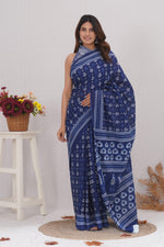 Load image into Gallery viewer, Mulmul Cotton Saree with Hand Block Print - Shivanya Handicrafts Women's Traditional Indian Wear