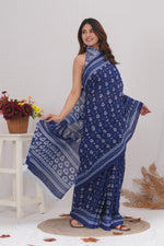 Load image into Gallery viewer, Mulmul Cotton Saree with Hand Block Print - Shivanya Handicrafts Women's Traditional Indian Wear