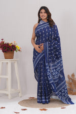Load image into Gallery viewer, Mulmul Cotton Saree with Hand Block Print - Shivanya Handicrafts Women's Traditional Indian Wear
