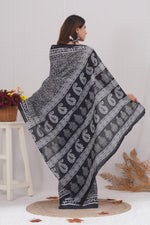 Load image into Gallery viewer, Mulmul Cotton Saree with Hand Block Print - Shivanya Handicrafts Women's Traditional Indian Wear