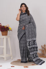 Load image into Gallery viewer, Mulmul Cotton Saree with Hand Block Print - Shivanya Handicrafts Women's Traditional Indian Wear