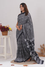 Load image into Gallery viewer, Mulmul Cotton Saree with Hand Block Print - Shivanya Handicrafts Women's Traditional Indian Wear