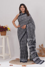 Load image into Gallery viewer, Mulmul Cotton Saree with Hand Block Print - Shivanya Handicrafts Women's Traditional Indian Wear