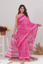 Load image into Gallery viewer, Mulmul Cotton Saree with Hand Block Print - Shivanya Handicrafts Women's Traditional Indian Wear