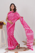 Load image into Gallery viewer, Mulmul Cotton Saree with Hand Block Print - Shivanya Handicrafts Women's Traditional Indian Wear