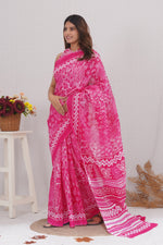 Load image into Gallery viewer, Mulmul Cotton Saree with Hand Block Print - Shivanya Handicrafts Women's Traditional Indian Wear