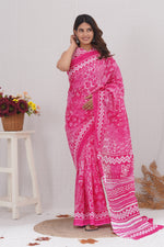 Load image into Gallery viewer, Mulmul Cotton Saree with Hand Block Print - Shivanya Handicrafts Women's Traditional Indian Wear