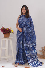 Load image into Gallery viewer, Mulmul Cotton Saree with Hand Block Print - Shivanya Handicrafts Women's Traditional Indian Wear