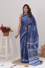 Load image into Gallery viewer, Mulmul Cotton Saree with Hand Block Print - Shivanya Handicrafts Women's Traditional Indian Wear