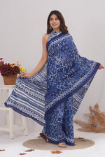 Load image into Gallery viewer, Mulmul Cotton Saree with Hand Block Print - Shivanya Handicrafts Women's Traditional Indian Wear