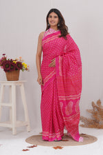 Load image into Gallery viewer, Mulmul Cotton Saree with Hand Block Print - Shivanya Handicrafts Women's Traditional Indian Wear