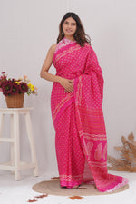 Load image into Gallery viewer, Mulmul Cotton Saree with Hand Block Print - Shivanya Handicrafts Women's Traditional Indian Wear