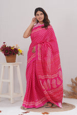 Load image into Gallery viewer, Mulmul Cotton Saree with Hand Block Print - Shivanya Handicrafts Women's Traditional Indian Wear