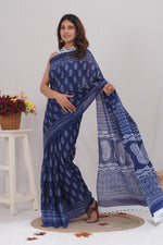 Load image into Gallery viewer, Mulmul Cotton Saree with Hand Block Print - Shivanya Handicrafts Women's Traditional Indian Wear