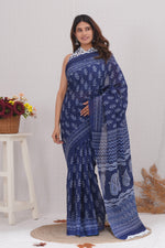 Load image into Gallery viewer, Mulmul Cotton Saree with Hand Block Print - Shivanya Handicrafts Women's Traditional Indian Wear