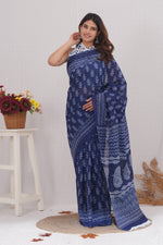Load image into Gallery viewer, Mulmul Cotton Saree with Hand Block Print - Shivanya Handicrafts Women's Traditional Indian Wear