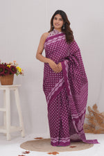 Load image into Gallery viewer, Mulmul Cotton Saree with Hand Block Print - Shivanya Handicrafts Women's Traditional Indian Wear