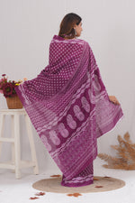 Load image into Gallery viewer, Mulmul Cotton Saree with Hand Block Print - Shivanya Handicrafts Women's Traditional Indian Wear