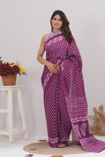 Load image into Gallery viewer, Mulmul Cotton Saree with Hand Block Print - Shivanya Handicrafts Women's Traditional Indian Wear