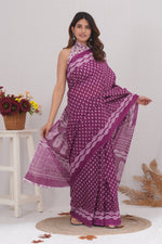 Load image into Gallery viewer, Mulmul Cotton Saree with Hand Block Print - Shivanya Handicrafts Women's Traditional Indian Wear