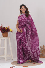 Load image into Gallery viewer, Mulmul Cotton Saree with Hand Block Print - Shivanya Handicrafts Women's Traditional Indian Wear