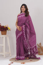 Load image into Gallery viewer, Mulmul Cotton Saree with Hand Block Print - Shivanya Handicrafts Women's Traditional Indian Wear