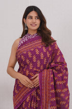 Load image into Gallery viewer, Mulmul Cotton Saree with Hand Block Print - Shivanya Handicrafts Women's Traditional Indian Wear